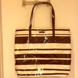 Kate Spade black and White Striped Tote